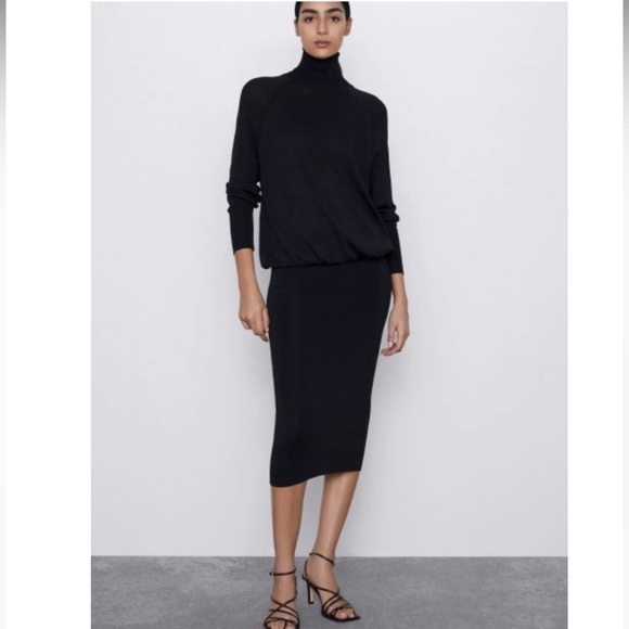 “ZARA” Turtleneck Knit BodyCon Dress